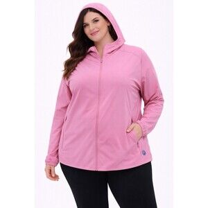 Women’s Pink UPF 50 Zip Up Hoodie Jacket Women 3XL Lightweight Activewear